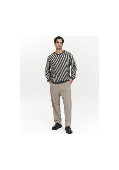 Mai Collection Mai Studios Co. Elijah Şeritli Antrasit Erkek Triko Kazak Antrasit