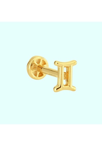 Altın Tragus Piercing 14 Ayar Ikizler Burcu Altın