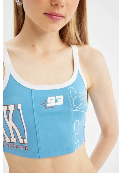 DeFacto Coool Fitted Baskılı Crop Askılı Atlet D1421AX24SMBE339