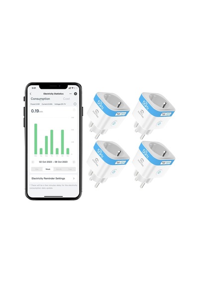 2.4/5ghz Wifi Akıllı Priz 16a, Enerji Ölçümlü, Alexa Ve Google Uyumlu, 4 Lü