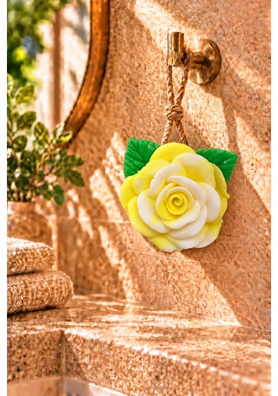 Dekoratif Kokulu Sabun & Peeling Etkili Asılabilir Dekoratif Banyo Sabunu & Sarı Çin Gülü-beyaz Şekilli Katı Sabun 10x10 Cm - 938303259 Diğer
