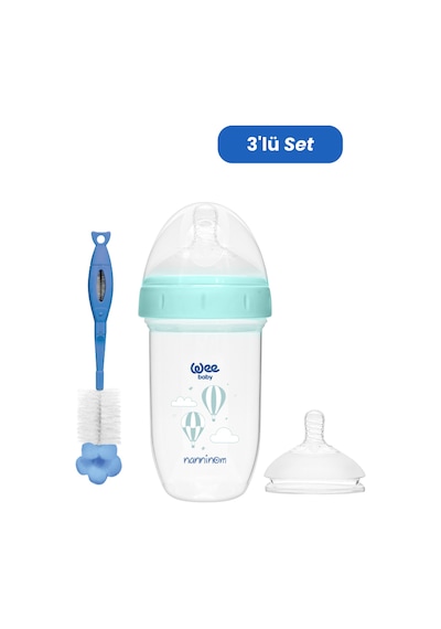 Wee Baby Nanninom Antikolik Geniş Ağızlı Biberon 250 Ml No:2 Biberon Emziği ve Temizleme Seti