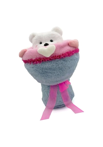 Sevgi Buketi Peluş Ayıcıklı Peluş Çiçek Buketi 40 Cm Mavi