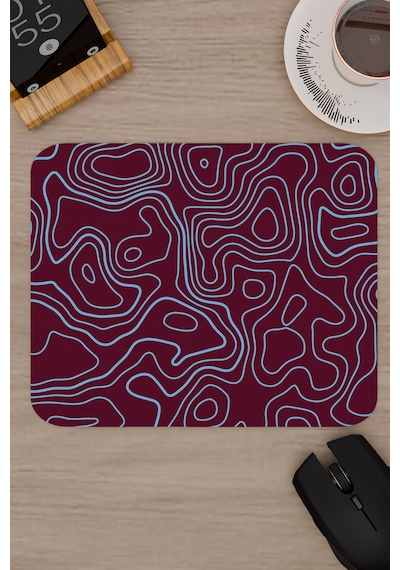 Bordo Mavi 22x18 Taraftar Gaming Oyuncu Mouse Pad Kaymaz Taban Küçük Klavye Fare Altlığı Topography