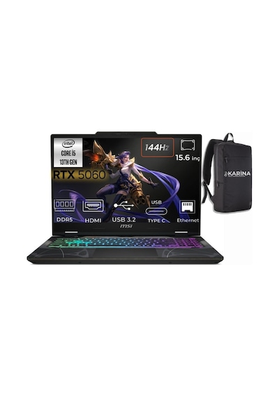 MSI Cyborg 15 i5-13420H B13wfkg-491xtr-07 32 GB 1 TB RTX5060 15.6" Dos Dizüstü Bilgisayar