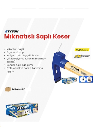 Tyson Saplı Mıknatıslı Yuvalı Keser Nacak 435 Gr Uzunluk : 45 Cm Pro Serisi Ultra Sağlam Çekiç