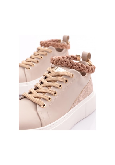 Dgn Es851 Kadin Kalin Taban Halhal Detayli Silver Taşli Sneakers Ayakkabi ES851-2007-R0152 Bej