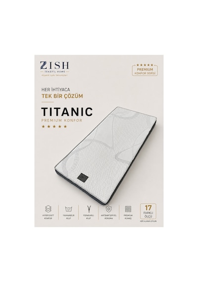 Titanic Yıkanabilir Kılıflı Soft Sünger Hassaslığı Kanepe, Koltuk, Yatak Pedi & Şiltesi Topper