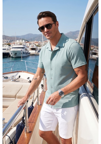 Buratti Pamuklu Regular Fit Kısa Kollu Erkek Gömlek 5902640 Mint