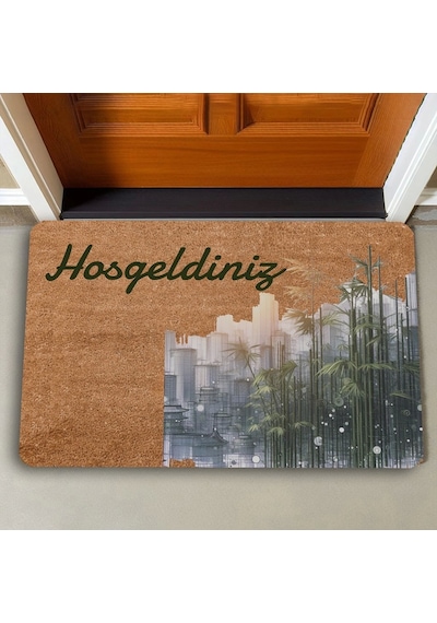 Valerine Life Metropol Ve Bambu Temalı Hoş Geldiniz Kapı Önü Paspası 45x70cm