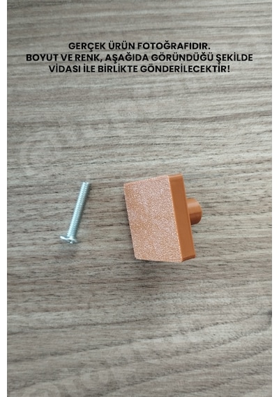 6 Adet - Kahverengi Kare Kulp - Modern Ve Şık Dolap, Gardırop, Şifonyer, Komodin Ve Çekmece Kulpu Vida Dahil Sarı