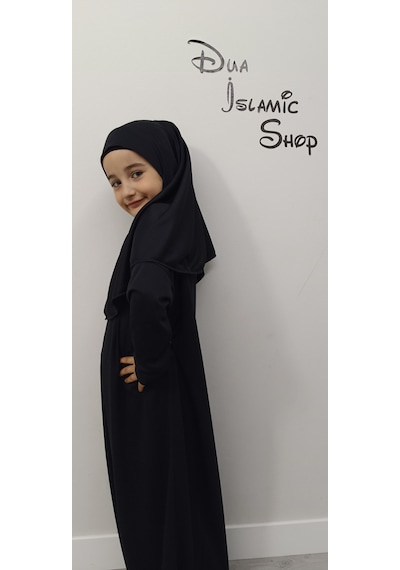 Dua İslamic Shop Kız Çocuk Tek Parça Namaz Elbisesi Siyah