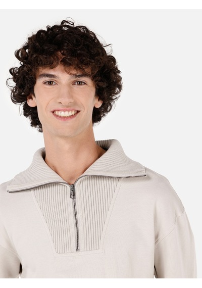 Colin's Colins Normal Kesim Fermuarlı Dik Yaka Taş Erkek Sweatshirt Cl1071231 Taş