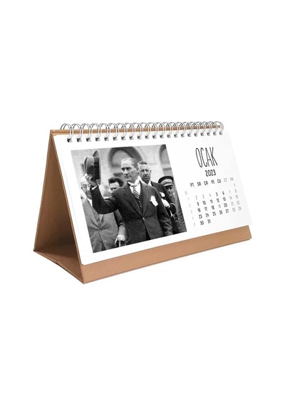 2027 Atatu Rk Takvimi - Atatürk Fotoğraflı 2027 Masa Takvimi - Kahverengi
