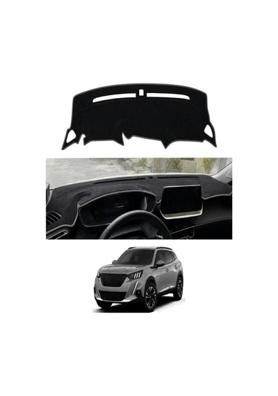 Peugeot - 2008 2013+ Uyumlu Torpido Koruma Kılıfı - Gri Şeritli