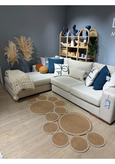 Mavaux Siyah Snake Hasır Jüt Bej Yolluk Halı Kilim Krem - Bej