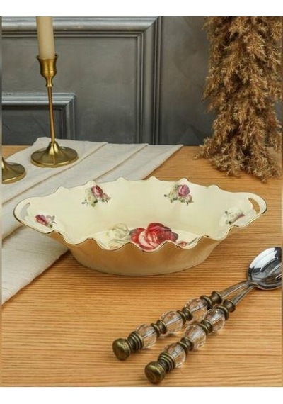 Roykıng Rose 29 Cm Oval Kulplu Derin Sunum Tabağı