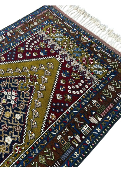 El Dokuma Sıfır Koleksiyonluk Yahyalı Halısı 117x225 Kök Boya %100 Yün Halı Renkli