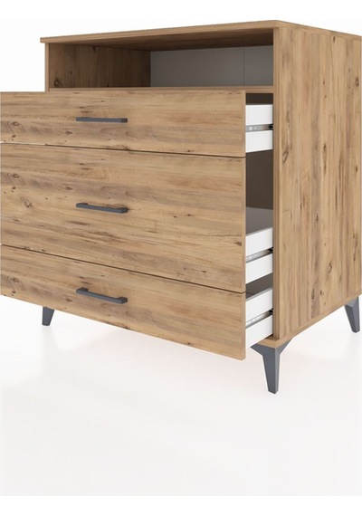 Kronos Şifonyer Tek Raflı 3 Çekmeceli 88x59x96 Çam-çam Atlas Çam