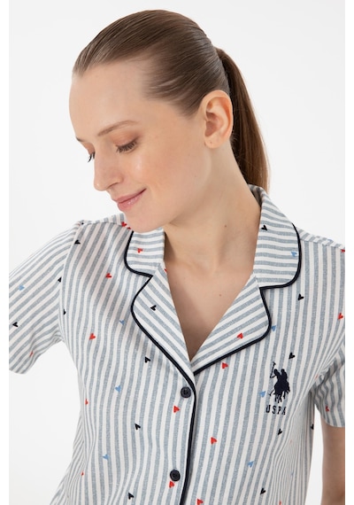 U.s. Polo Assn. Kadın Önden Düğmeli Boydan Patlı Kısa Kol Pijama Takım lacivert