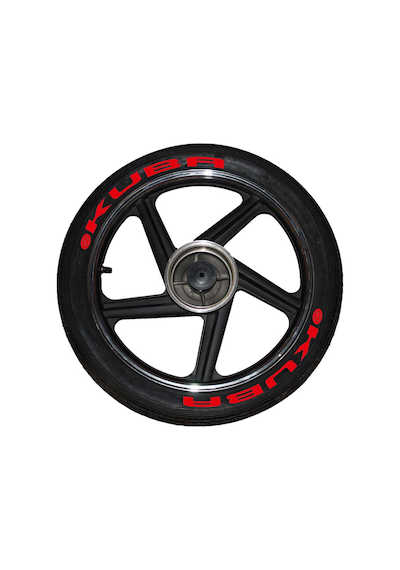 Kuba Motorsiklet Lastik Yazısı Sticker kırmızı 8 Adet