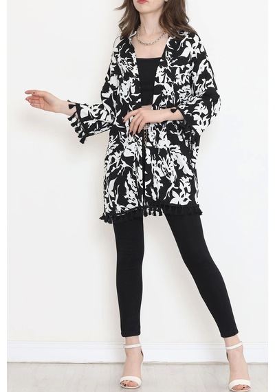 Desenli Kimono Beyazsiyah - 2492.555. Çok Renkli
