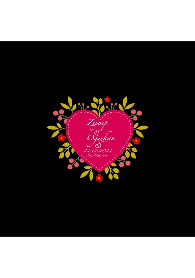 Kalp Şeklinde Kına Nişan Düğün 3x3 Cm Özel Etiket / 50 Adet Sticker Beyaz