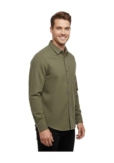 Raymons Erkek Spor Silim Fit Kanvas Tek Cepli Gömlek Bgl-st04955 Haki