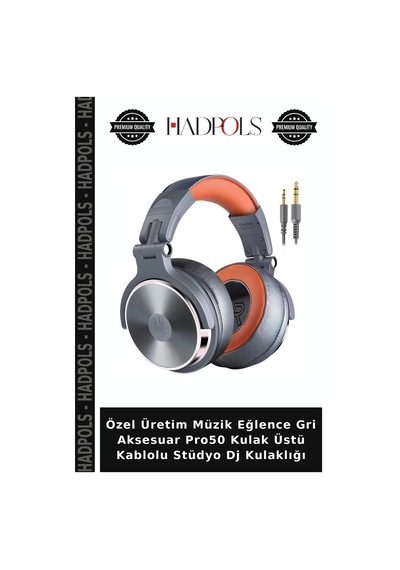 Özel Üretim Müzik Eğlence Gri Aksesuar Pro50 Kulak Üstü Kablolu Stüdyo Dj Kulaklığı