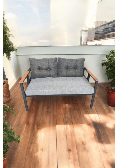 Pimango Pi Elize Tekli Bahçe ,balkon Mobilyası 2'li 60 x 120 CM Antrasit - Gri Anrasit - Gri