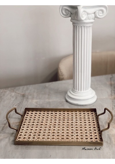 Rattan Hazeran Galvaniz Sunum Tepsi Gold %100 Doğal Hazeran M022