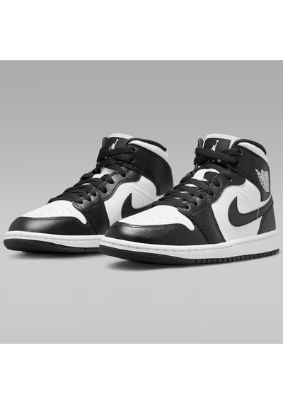 Nike Air Jordan 1 Mid Panda Unisex Leather Sneaker Hakiki Deri Bilekli Günlük Spor Ayakkabı Siyah-beyaz SİYAH-BEYAZ