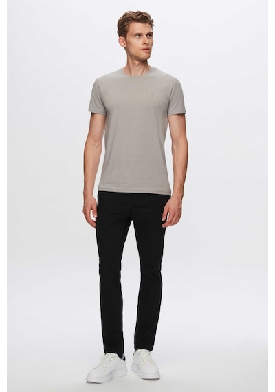 Twn Slim Fit Gri Düz Twn Logo Baskılı Strech Pamuklu T-shirt 2ec148551753m 301