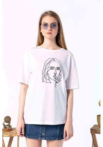 Kadın Oversize Silhouette Baskılı Tshirt (534304794)