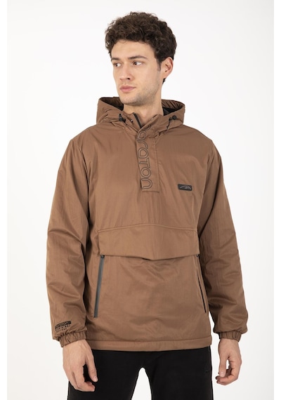 Maraton Sportswear Comfort Erkek Kapşonlu Uzun Kol Basic Taba Yağmurluk 21353-taba Taba