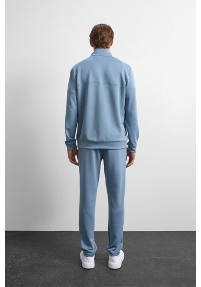 Backandbond Mavi Regular Fit Yarım Fermuarlı Sweatshirt