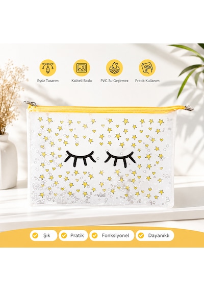 Şeffaf Pvc Cilt Çanta Fermuarlı Organizer Makyaj Kırtasiye Seyahat Çantası Su Geçirmez Çanta Çok Renkli