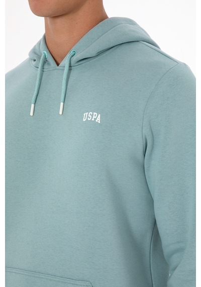 U.S. Polo Assn. Erkek Regular Fit Kapüşonlu Şardonlu Mint Basic Sweatshirt 50315582-VR090
