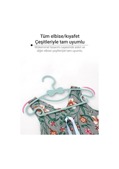 Morpanya Sweet 12 Adet Mavi Bebek Elbise Askısı 30 Cm Fiyonklu Kelebek Beb Mavi