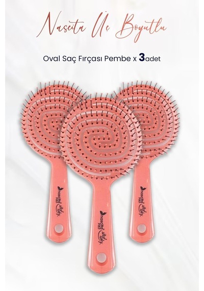 Nascita Professional Üç Boyutlu Oval Saç Fırçası Pembe X 3 Adet 0