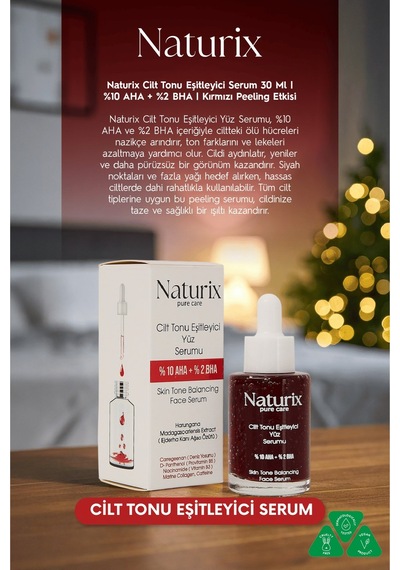 Cilt Tonu Eşitleyici Serum %10 Aha + %2 Bha Kırmızı Peeling Etkisi 30 Ml