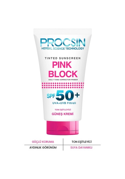 Procsin Pink Block Aydınlatıcı ve Ton Eşitleyici Güneş Kremi SPF50+ 50 ML