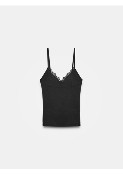 Dilvin 21191 Dantelli Top-siyah