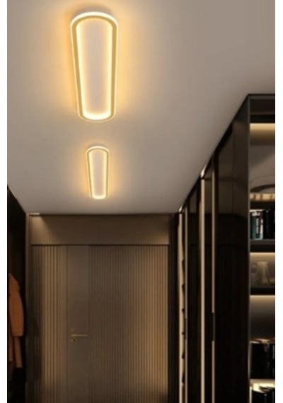Eskitme Gold 100x16 cm Oval Avize 3000K Sarı Işık Led Tavan Lambası