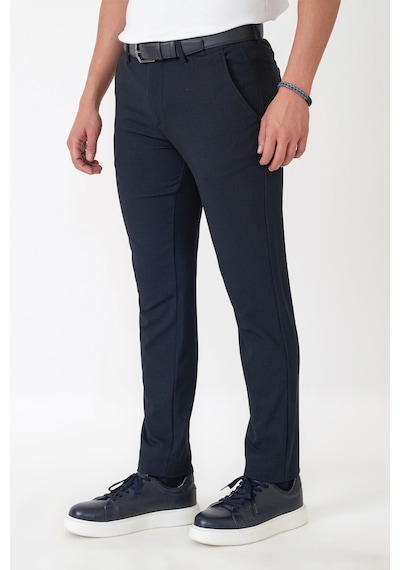 Slim Fit Yan Cep Esnek Yünlü Lacivert Pantolon P 1232
