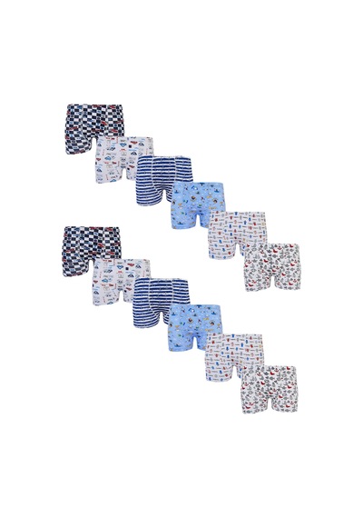 Hepsine Rakip Tutku 12'li Paket Erkek Çocuk Renkli Empirme Elastan Boxer Tec0254 Çok Renkli