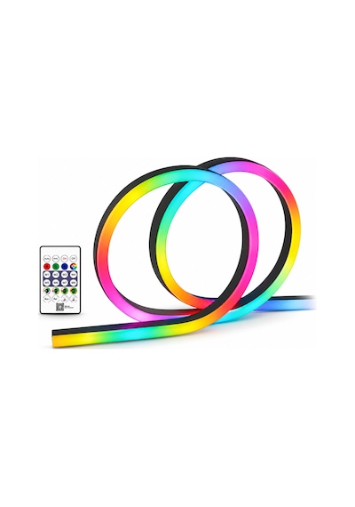 Neon Led Şerit Rgb Piksel 5 Metre Ip65 Su Geçirmez Adreslenebilir Smd2811 Dc12v Esnek Silikon Led Bant 6x12mm 2.5cm Kesilebilir Dekoratif Aydınlatma