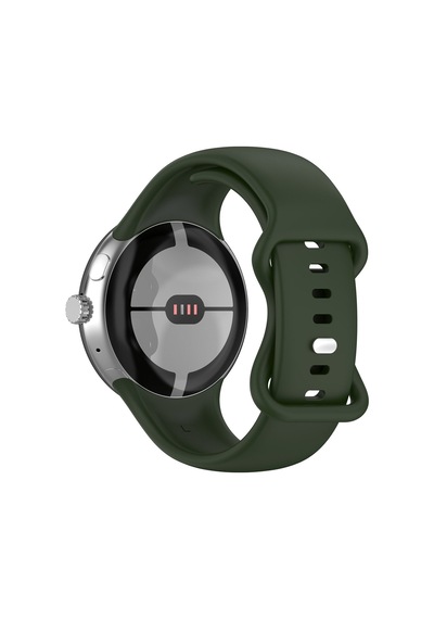 Caseonn Google Pixel Watch 5 45mm Kordon Esnek Spor Silikon Kayış Koyu Yeşil