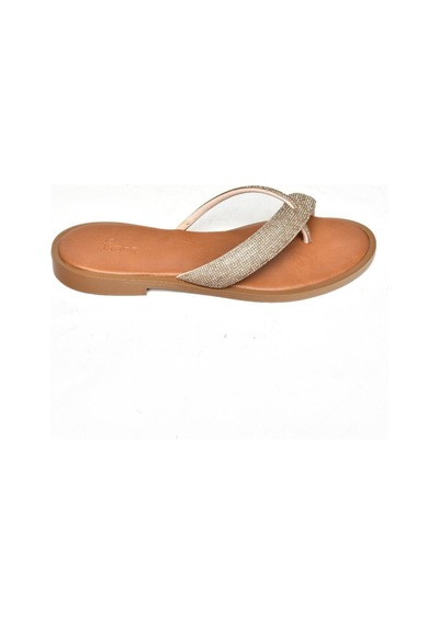 Fox Shoes S250050109 Taba Taşlı Parmak Arası Kadın Terlik Taba