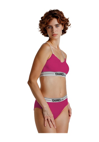 Yohannes Club, Kadın Pamuklu İç Çamaşırı Takımı, Renk Seçenekli, Bralet-kemerli Hipster Külot Pembe